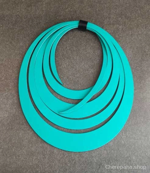 Колье из кожи СПИРАЛЬ бирюзовый чёрный арт 00913 Колье из кожи СПИРАЛЬ бирюзовый чёрный арт 00913