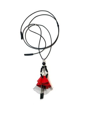 Кулон ТАНЦУЮЩАЯ красный чёрный арт 0944 в магазине дизайнерских украшений Cherepaha.shop