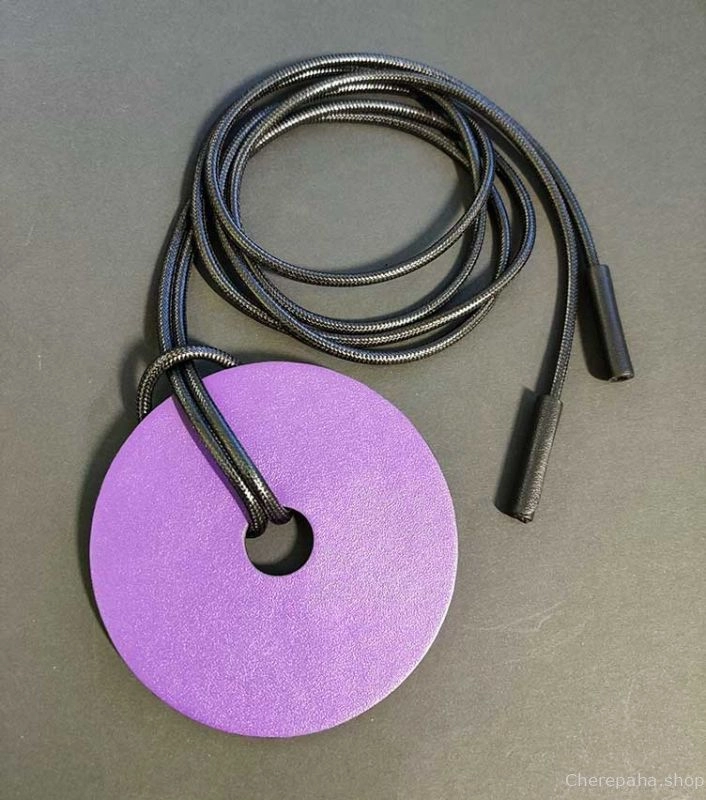 Колье из кожи ДИСК фиолетовый гладкий арт 1937 Колье из кожи ДИСК фиолетовый гладкий арт 1937