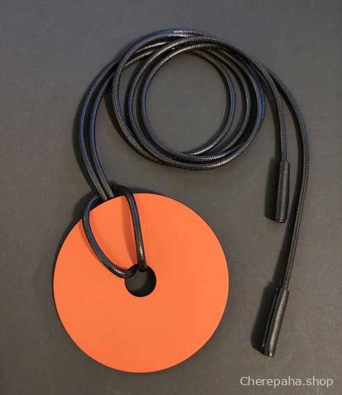 Колье из кожи ДИСК оранжевый гладкий арт 1938 Колье из кожи ДИСК оранжевый гладкий арт 1938