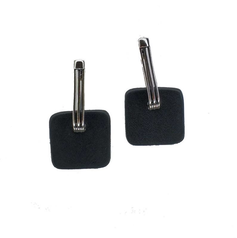 Серьги из кожи КВАДРАТ S чёрный арт 1702