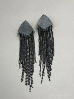 Серьги из кожи чёрный чёрный арт 32307