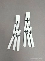 Серьги белый чёрный арт 31003