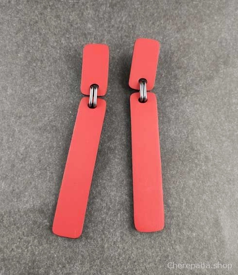 Серьги из кожи СТИК XL красный арт 26506 Серьги из кожи СТИК XL красный арт 26506