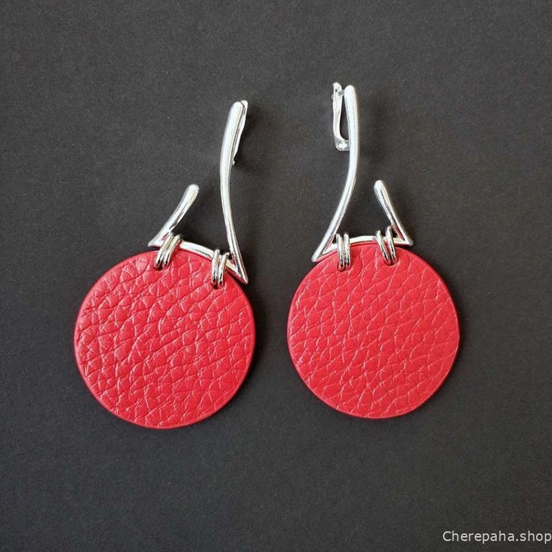 Серьги из кожи ЗИГЗАГ 4 красный арт 1533 Серьги из кожи ЗИГЗАГ 4 красный арт 1533