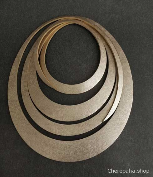 Колье из кожи СПИРАЛЬ шампань арт 00914 Колье из кожи СПИРАЛЬ шампань арт 00914