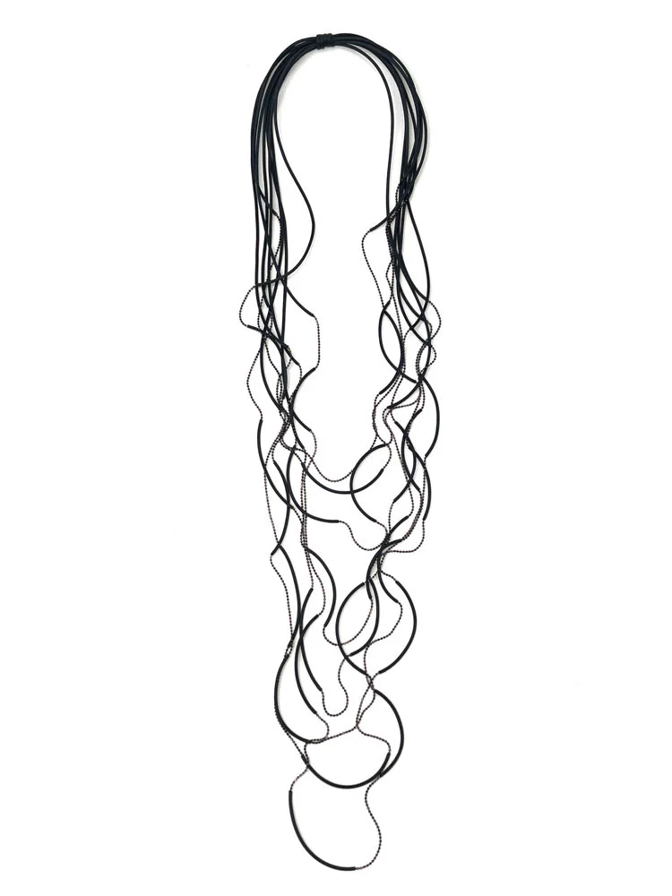 Бусы ШАРИКИ тонкий чёрный золотистый арт 30909 Бусы ШАРИКИ тонкий чёрный золотистый арт 30909