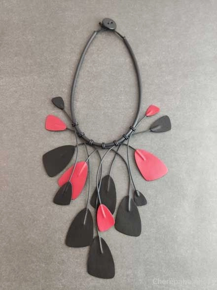 Ожерелье кожаное ЛИАНА красный арт 25704