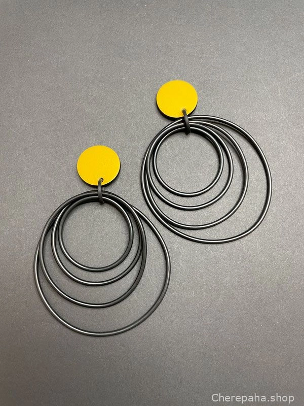 Серьги кожаные СПРИНГ жёлтый арт 28704