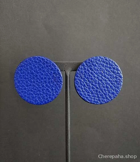 Серьги из кожи КРУГ 4 П синий арт 1464 Серьги из кожи КРУГ 4 П синий арт 1464