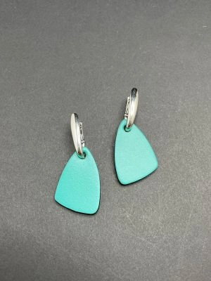 Серьги из кожи ЛЕПЕСТОК бирюзовый чёрный арт 37302