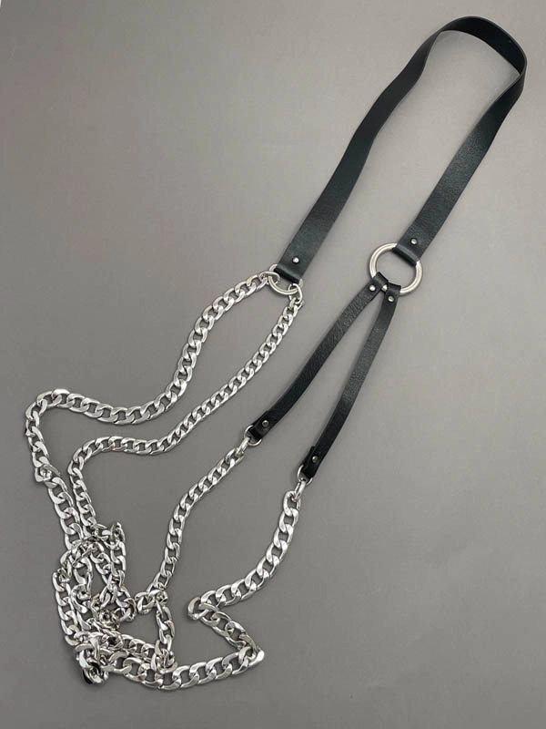 Колье из кожи ПОРТУПЕЯ чёрный серебро арт 2292 Колье из кожи ПОРТУПЕЯ чёрный серебро арт 2292