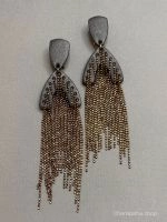 Серьги из кожи коричневый золотистый арт 39002 в магазине дизайнерских украшений Cherepaha.shop