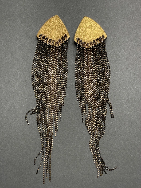 Серьги кожаные бронза арт 32303