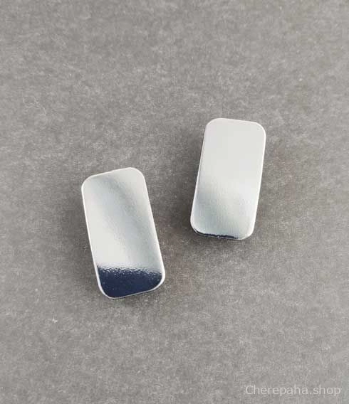 Серьги из кожи 2x4 серебро глянец арт 1518 Серьги из кожи 2x4 серебро глянец арт 1518