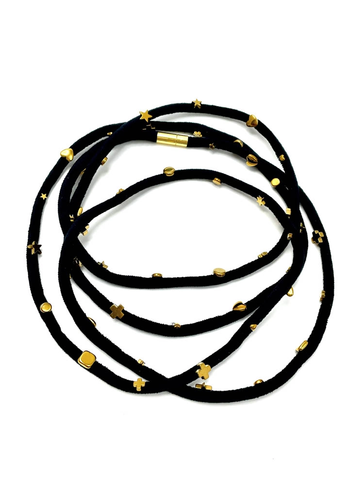 Бусы бархатные чёрный золото арт 51903 Бусы бархатные чёрный золото арт 51903