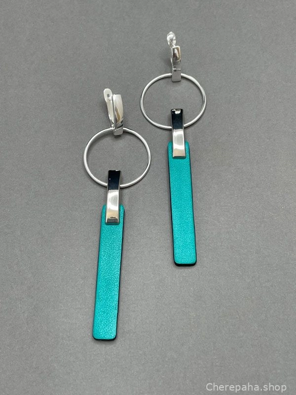 Серьги из кожи бирюзовый арт 34908 Серьги из кожи бирюзовый арт 34908