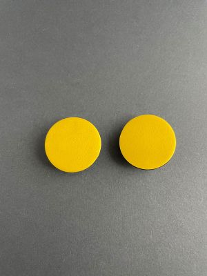 Серьги кожаные КРУГ 3 П жёлтый арт 34005 в магазине дизайнерских украшений Cherepaha.shop