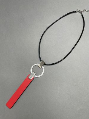 Чокер из кожи МЕЧТА красный чёрный арт 32508 в магазине дизайнерских украшений Cherepaha.shop