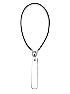 Кулон из кожи СТИК 2 белый чёрный арт 59502 в магазине дизайнерских украшений Cherepaha.shop