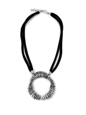 Колье чёрный серебро арт 56502 в магазине дизайнерских украшений Cherepaha.shop