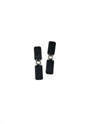 Серьги из кожи чёрный арт 58301 в магазине дизайнерских украшений Cherepaha.shop
