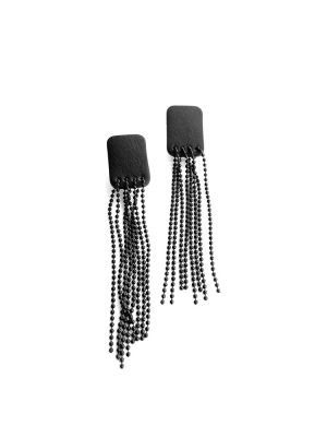 Серьги из кожи чёрный арт 55404 в магазине дизайнерских украшений Cherepaha.shop