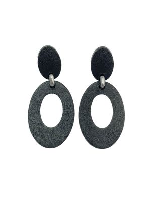 Серьги из кожи чёрный арт 37504 в магазине дизайнерских украшений Cherepaha.shop