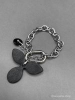 Браслет из кожи ОРХИДЕЯ чёрный арт 41701 в магазине дизайнерских украшений Cherepaha.shop