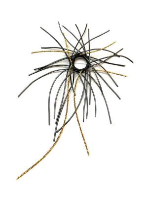 Брошь АКТИНИЯ чёрный золото арт 61602 в магазине дизайнерских украшений Cherepaha.shop