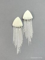 Серьги из кожи МЕДУЗА айвори арт 45003 в магазине дизайнерских украшений Cherepaha.shop