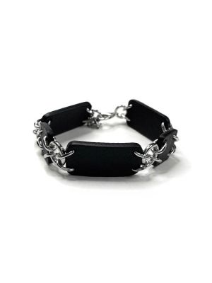 Браслет из кожи чёрный арт 58201 в магазине дизайнерских украшений Cherepaha.shop
