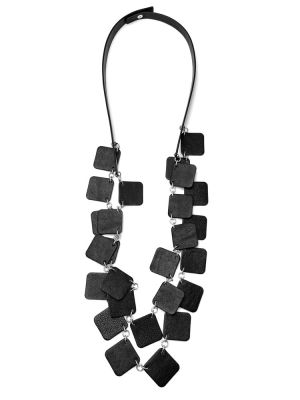 Колье из кожи чёрный арт 53201 в магазине дизайнерских украшений Cherepaha.shop