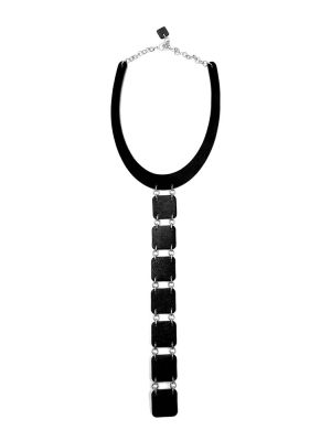 Колье кожаное чёрный арт 52201 в магазине дизайнерских украшений Cherepaha.shop