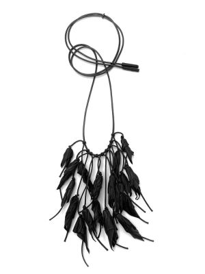 Колье кожаное чёрный арт 53101 в магазине дизайнерских украшений Cherepaha.shop