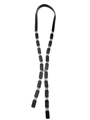 Колье из кожи чёрный арт 58401 в магазине дизайнерских украшений Cherepaha.shop